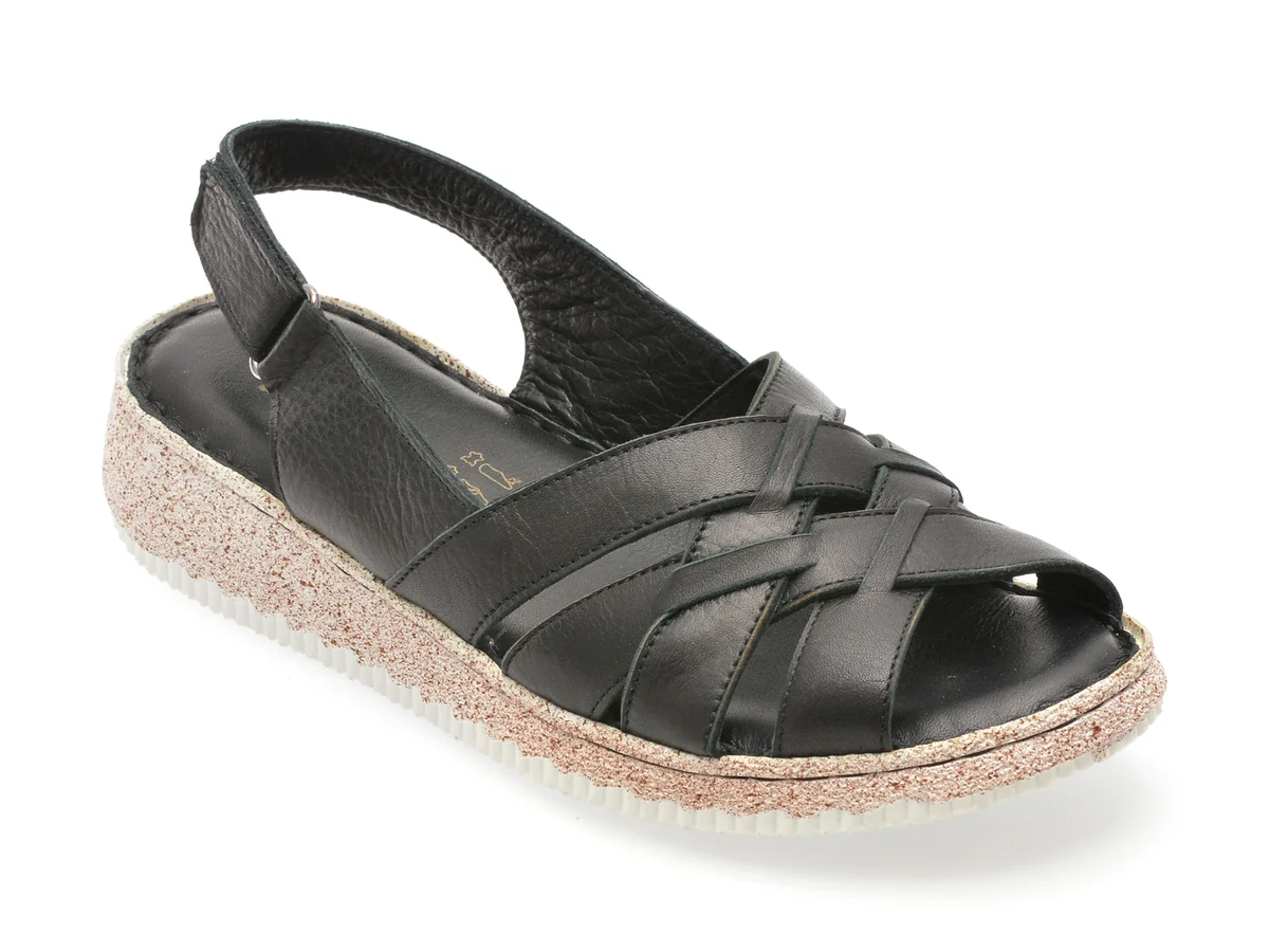Sandale Kelik Negre, EV4001, Din Piele Naturală
