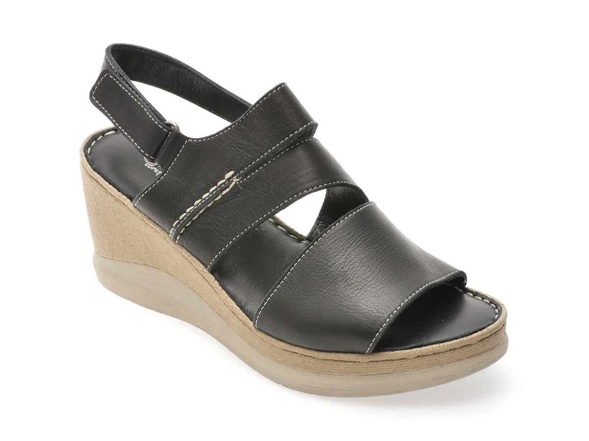 Sandale EVIDA Negre, EV4029, Din Piele Naturala