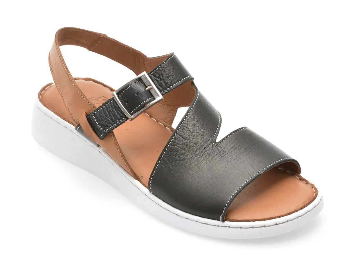 Sandale Gotsi Negre, EV4017, Din Piele Naturală