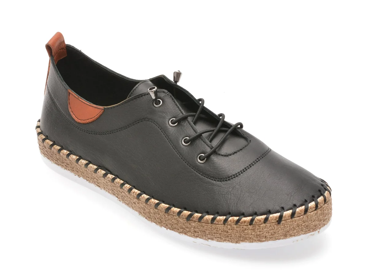 Pantofi Evida Negri, EVHT301, Din Piele Naturală