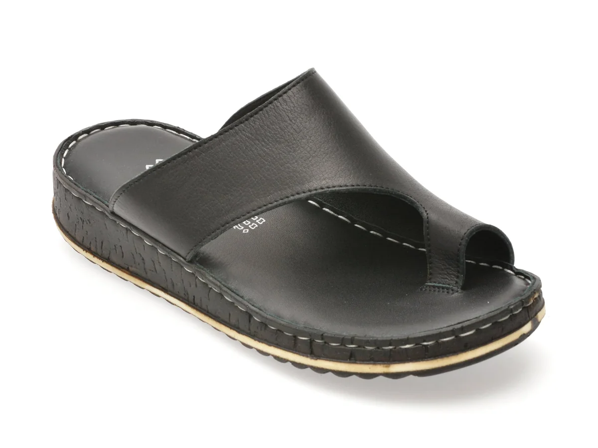 Papuci Shoozy Negri, EV2849, Din Piele Naturală