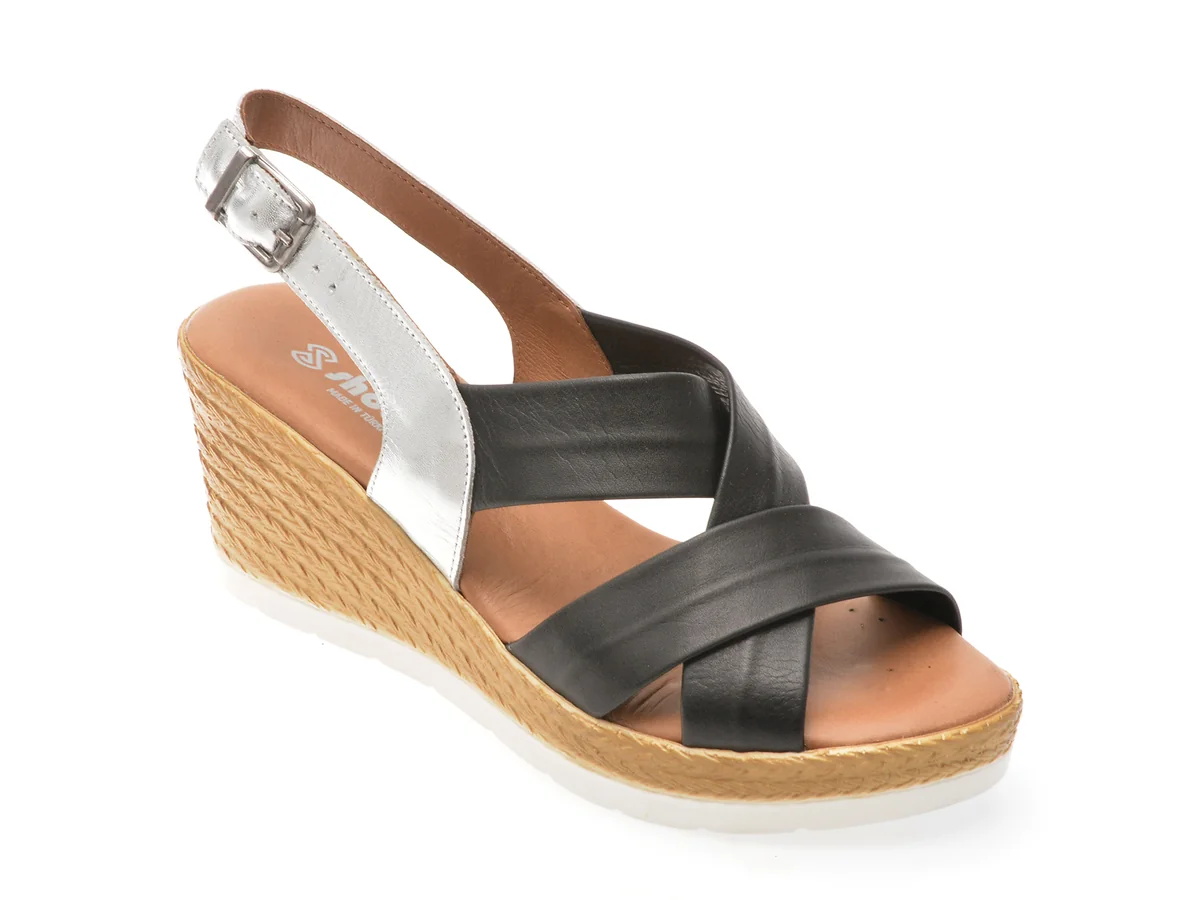 Sandale Shoozy Negre, EV4031, Din Piele Naturala