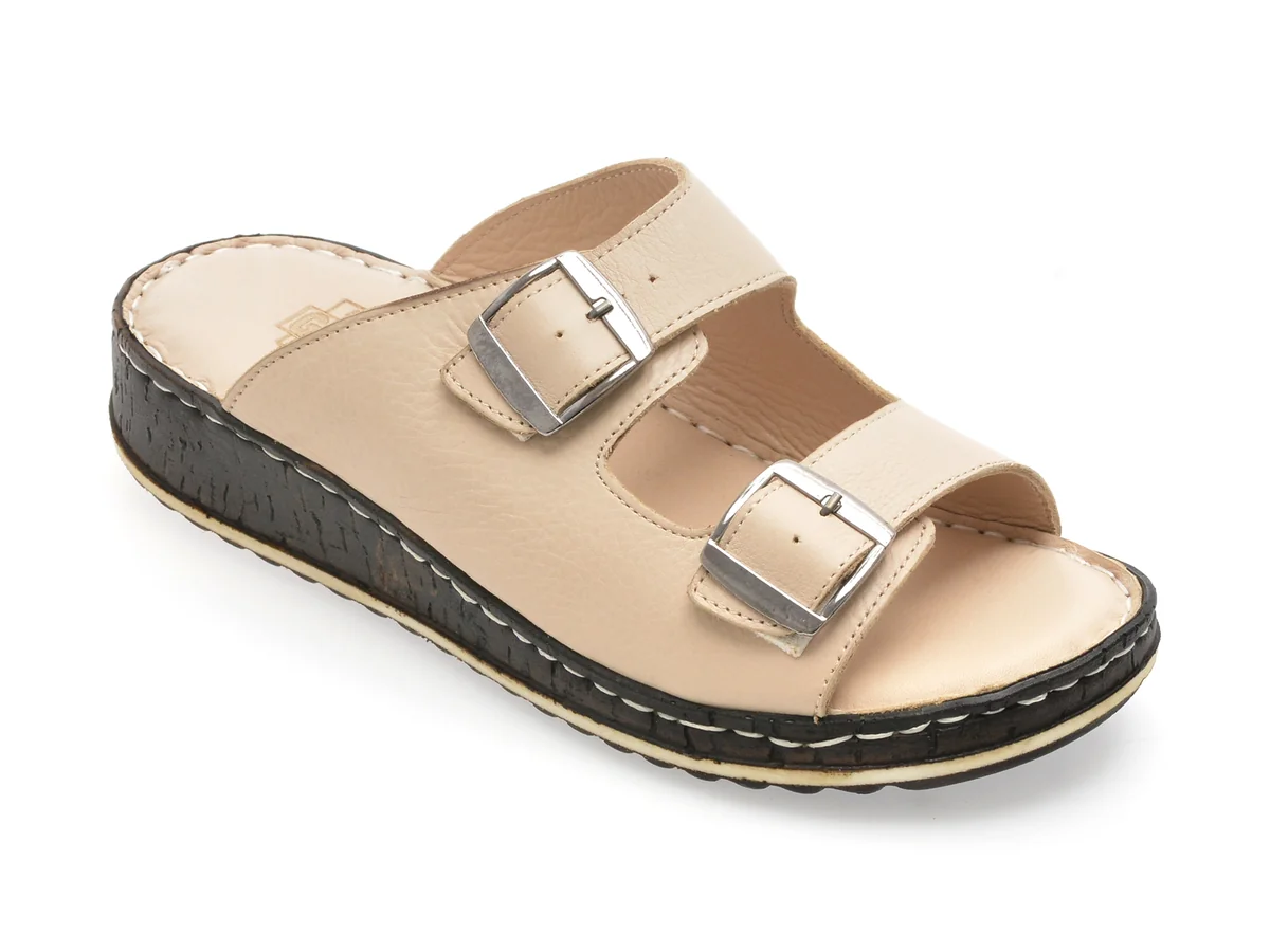 Papuci Gotsi Bej, EVP105, Din Piele Naturală