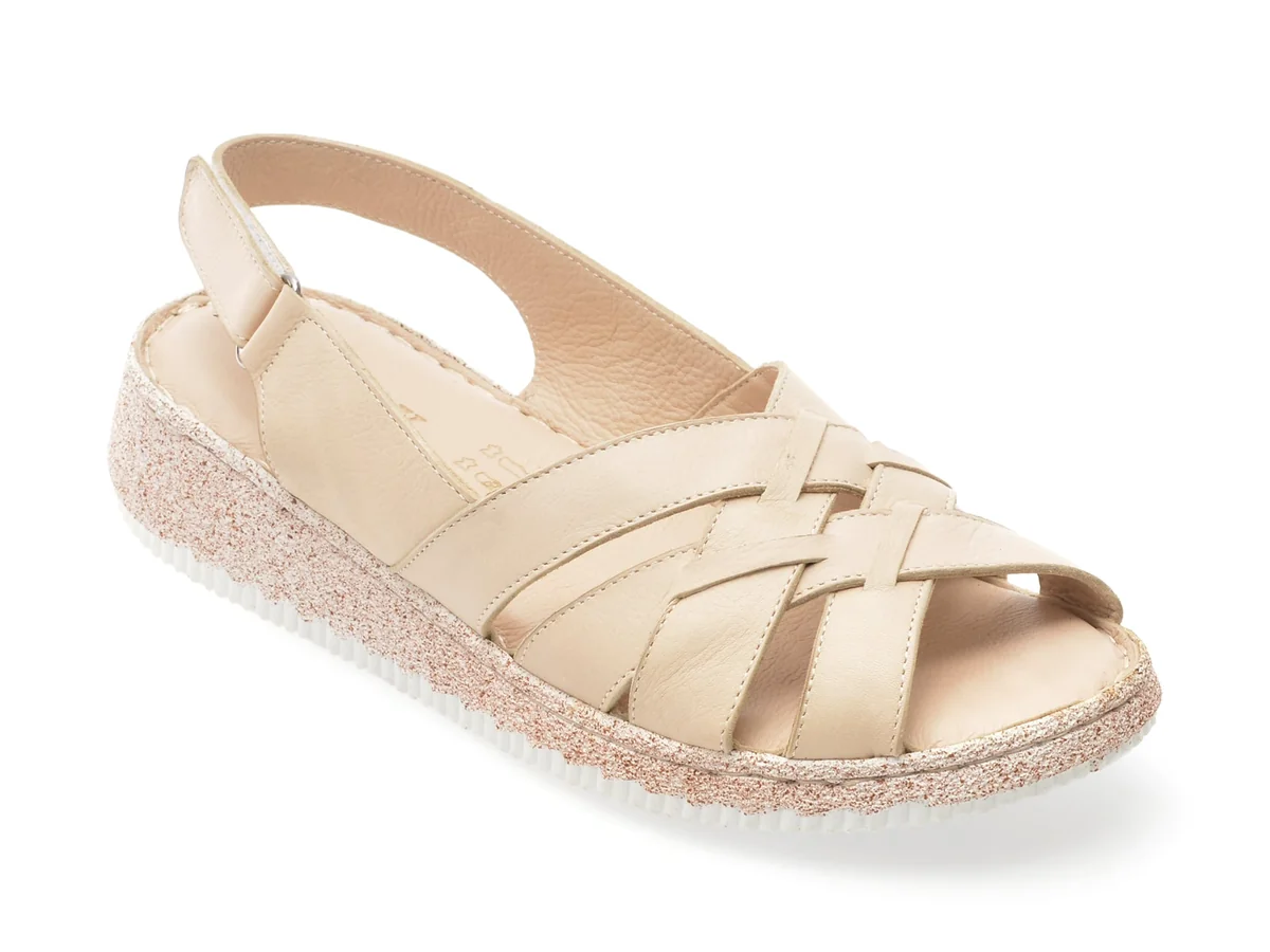 Sandale Kelik Bej, EV4001, Din Piele Naturala