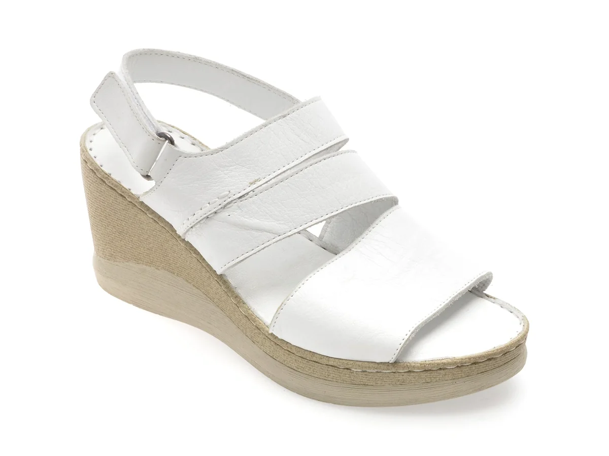 Sandale Evida Albe, EV4029, Din Piele Naturală