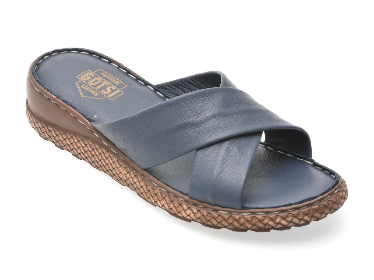 Papuci Gotsi Bleumarin, EV2876, Din Piele Naturală