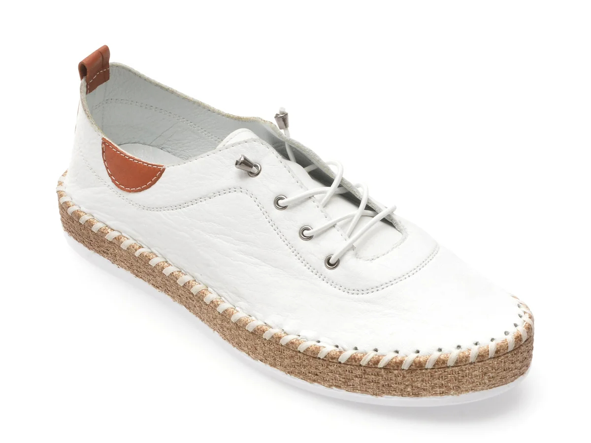 Pantofi Evida Albi, EVHT301, Din Piele Naturala