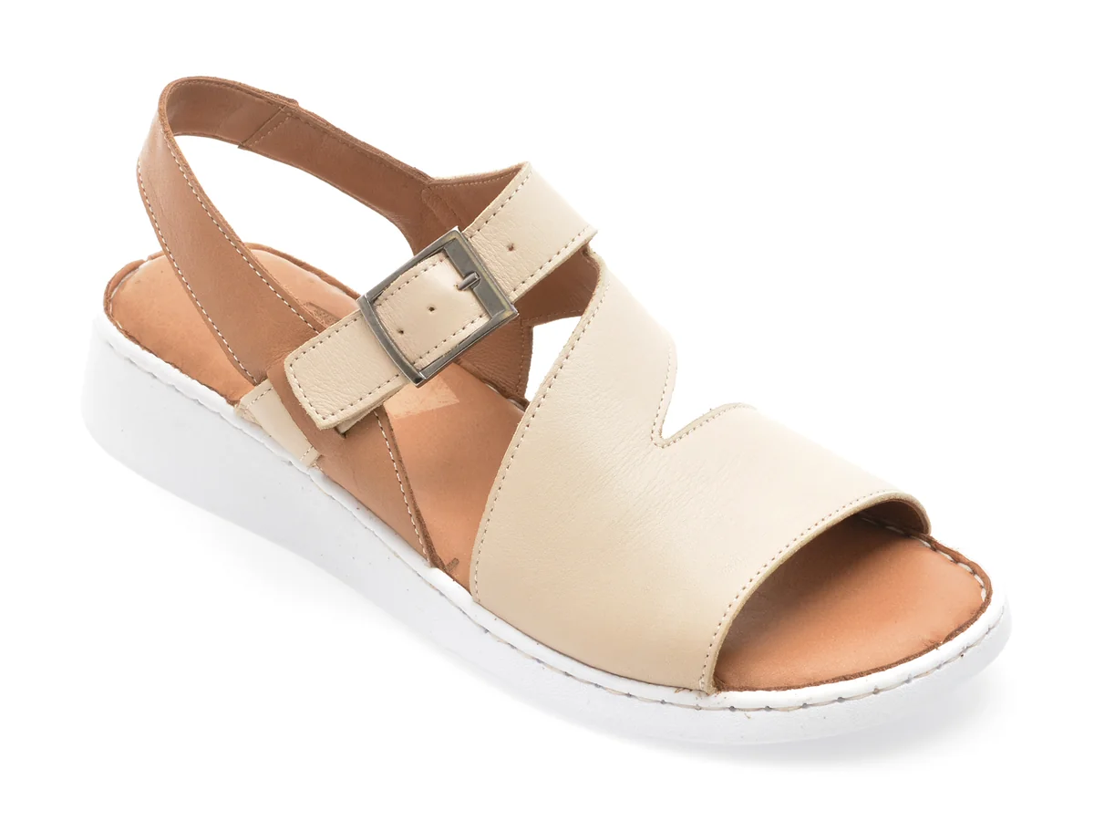 Sandale Gotsi Bej, EV4017, Din Piele Naturala