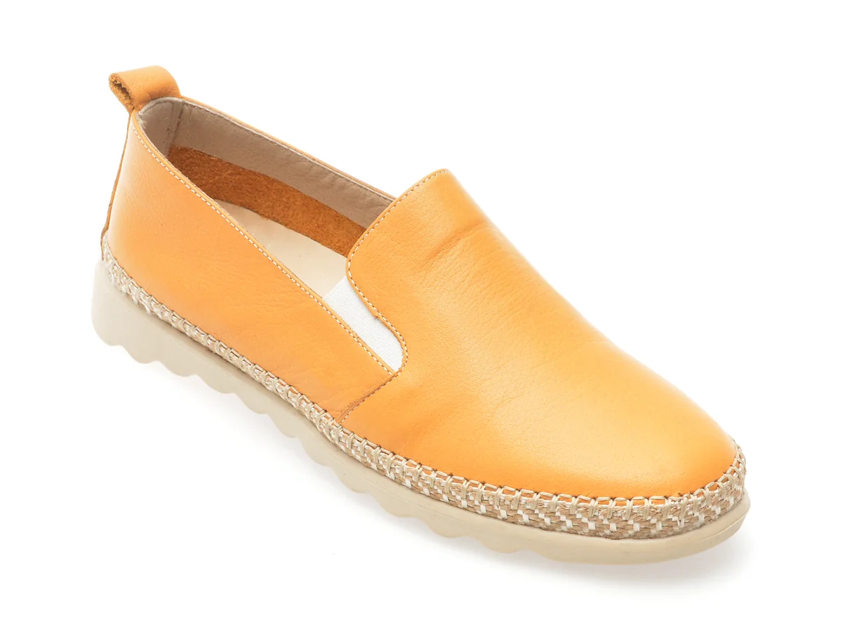 Pantofi Evida Galbeni, EV2812, Din Piele Naturala