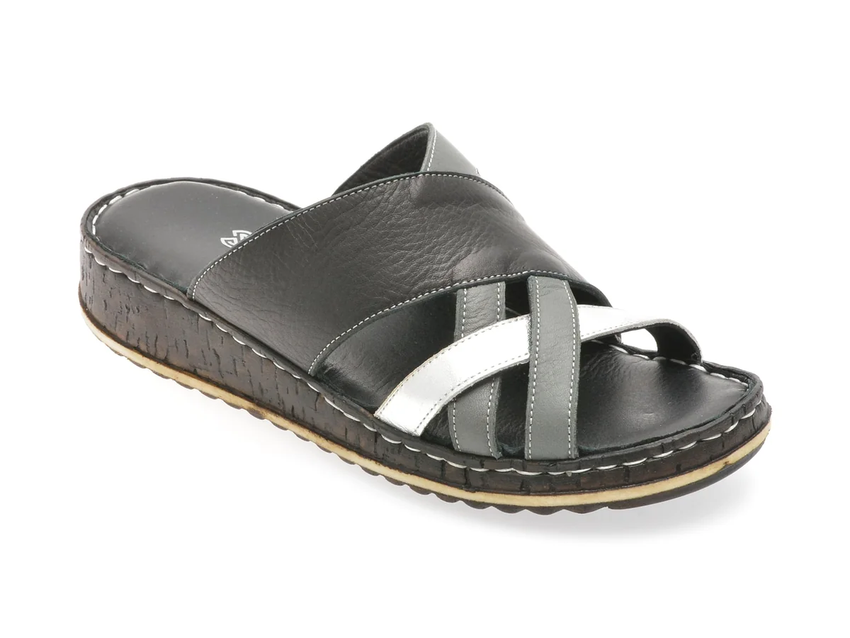 Papuci Shoozy Negri, EV2850, Din Piele Naturala