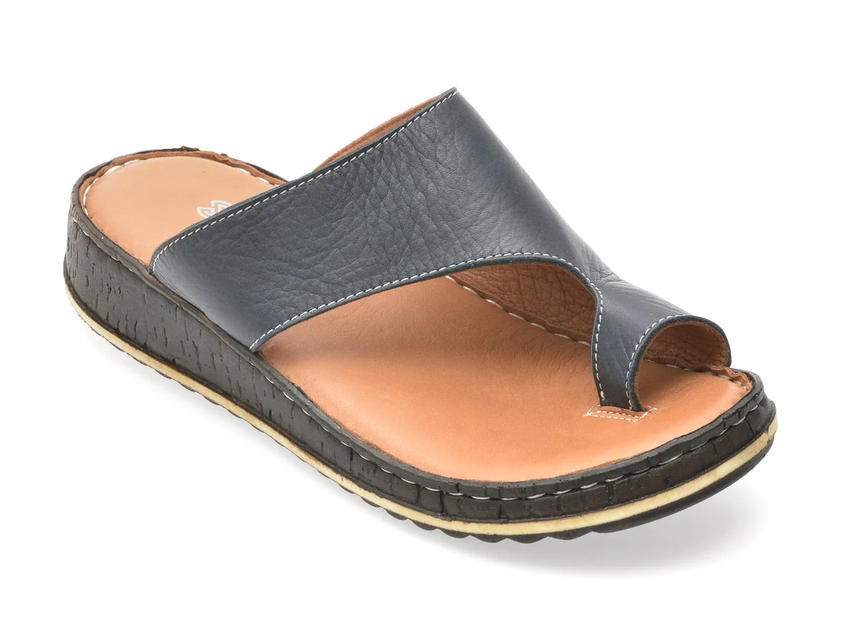 Papuci Shoozy Bleumarin, EV2849, Din Piele Naturala
