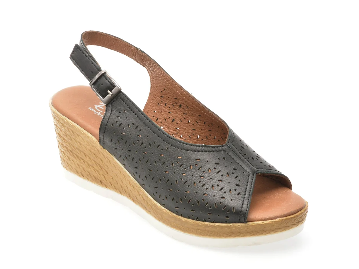 Sandale Evida Negre, EV2866, Din Piele Naturală