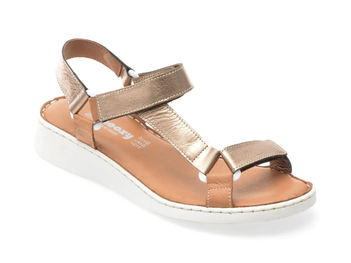 Sandale Shoozy Bronz, EV4041, Din Piele Naturala