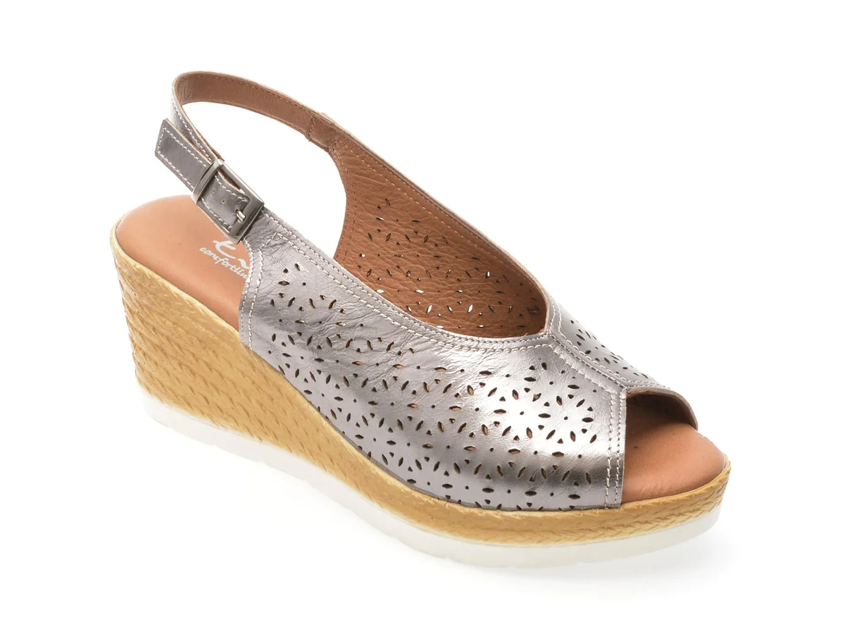 Sandale Evida Gri, EV2866, Din Piele Naturala