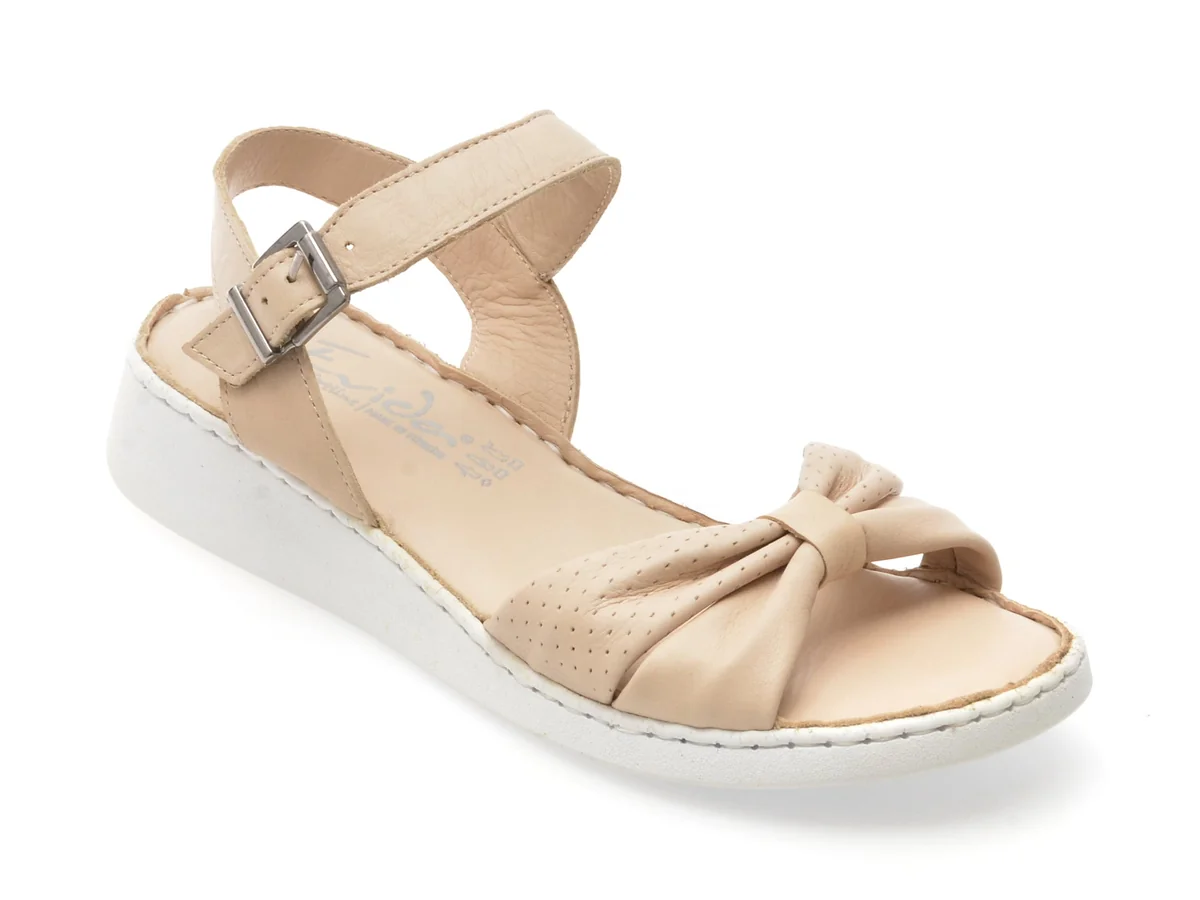 Sandale Evida Bej, EVP104, Din Piele Naturală