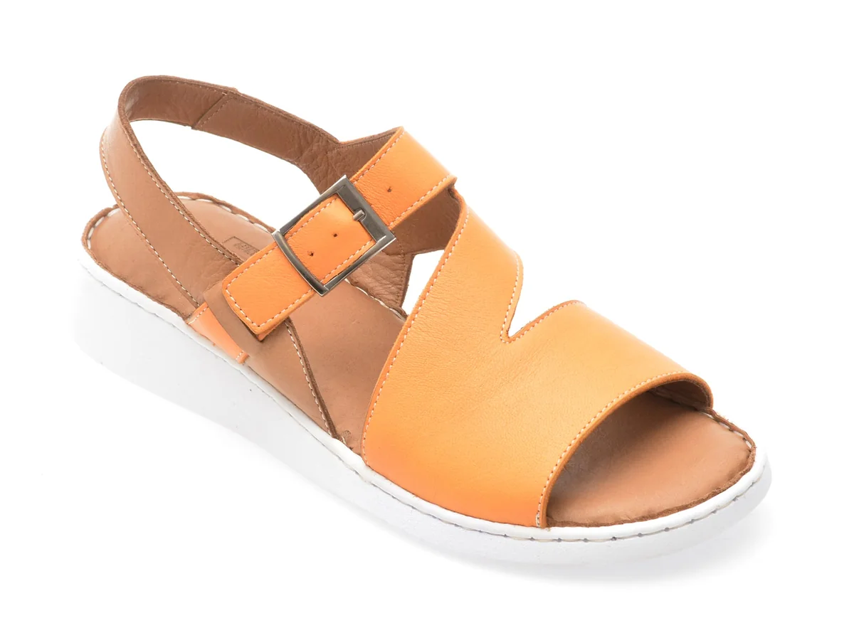 Sandale Gotsi Portocalii, EV4017, Din Piele Naturală