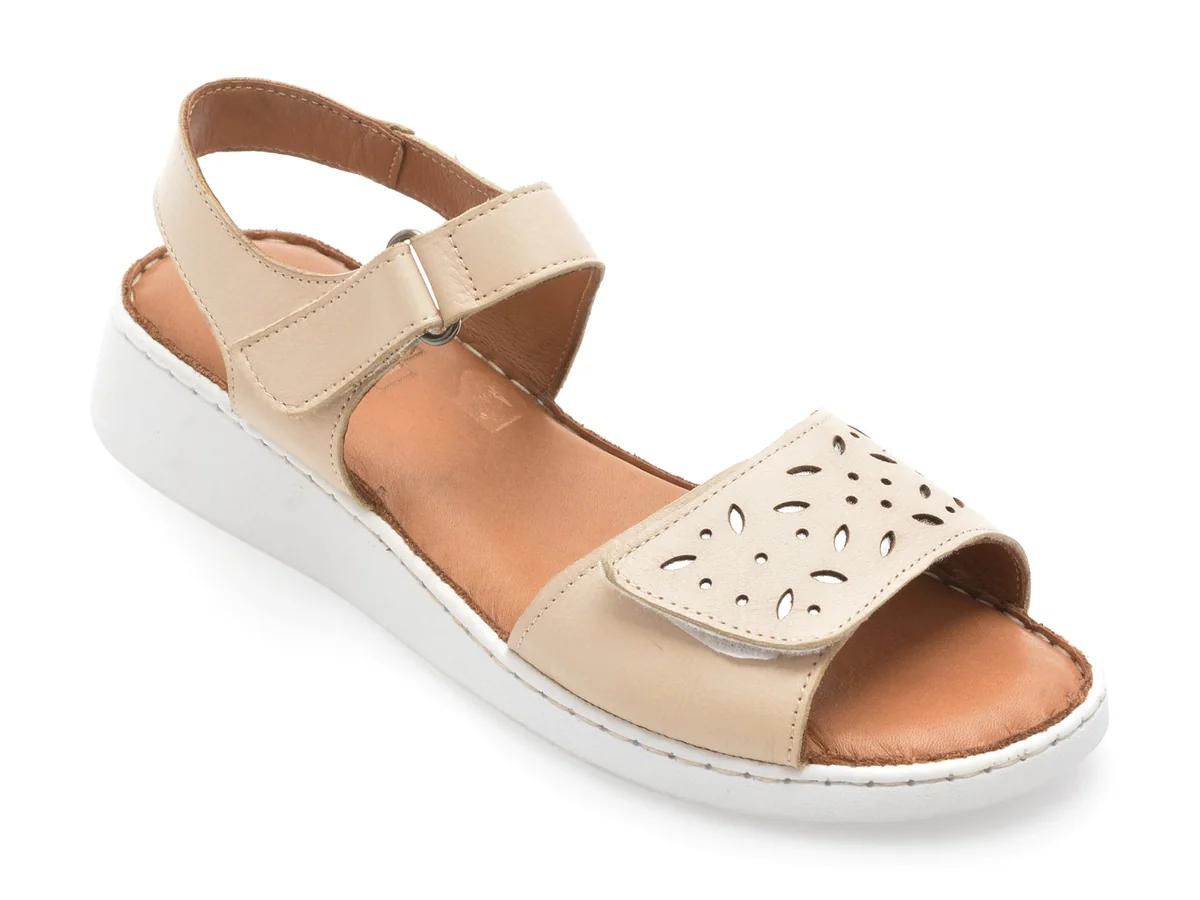 Sandale Gotsi Bej, EV4022, Din Piele Naturala