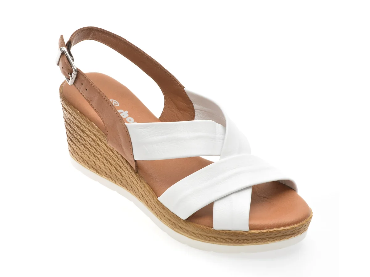 Sandale Shoozy Albe, EV4031, Din Piele Naturala