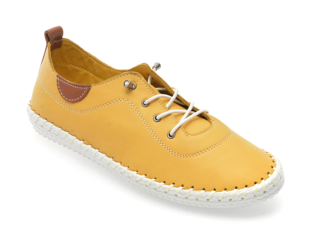 Pantofi Shoozy Galbeni, EV30106, Din Piele Naturala