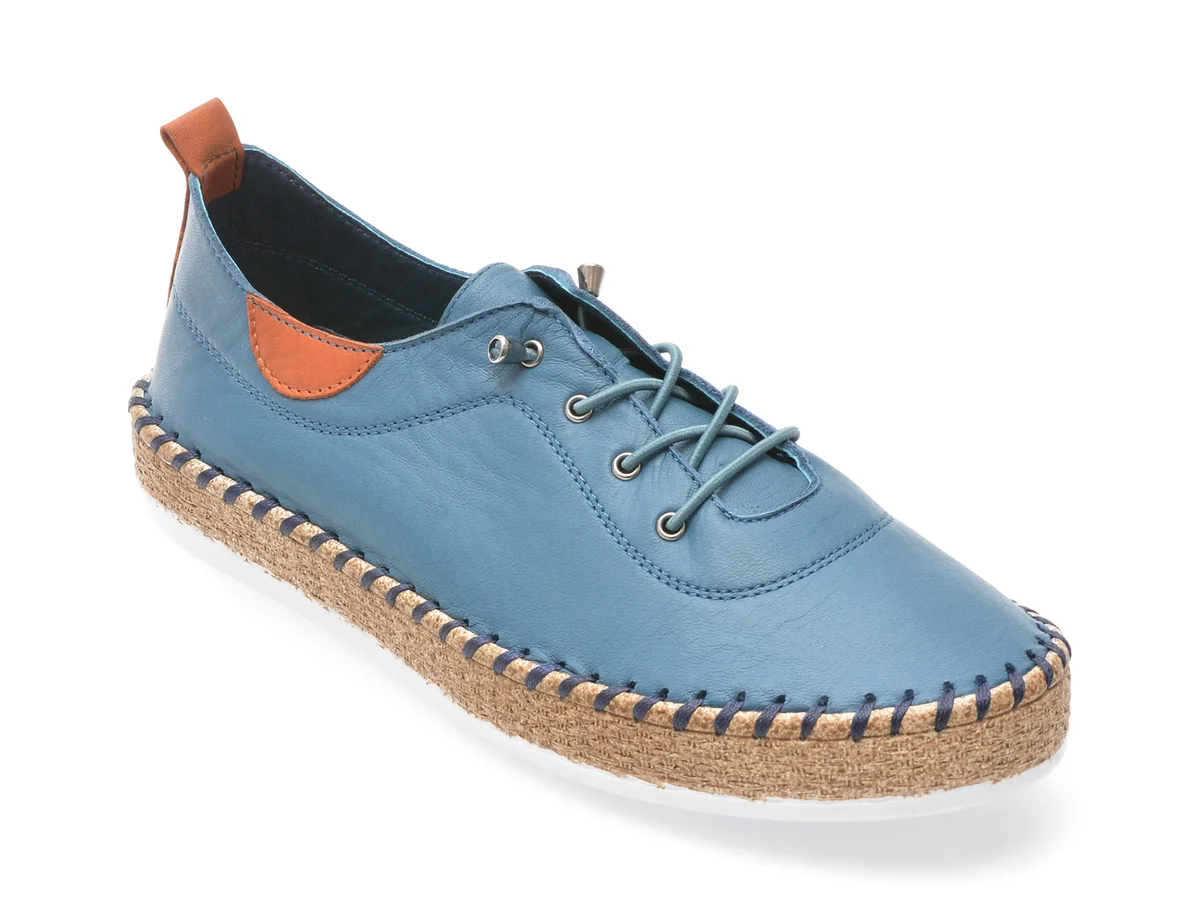 Pantofi Evida Albastri, EVHT301, Din Piele Naturala