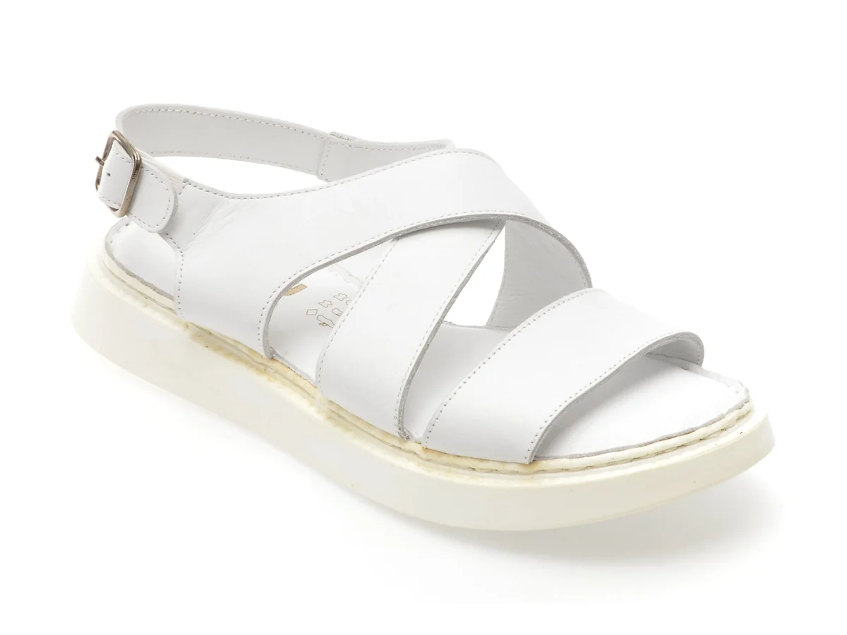 Sandale Shoozy Albe, EV4036, Din Piele Naturală