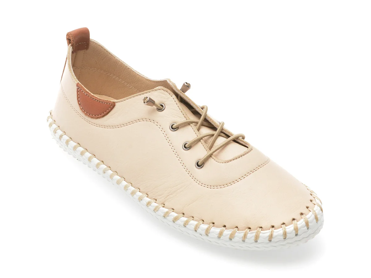 Pantofi Evida Bej, EVHT301, Din Piele Naturala
