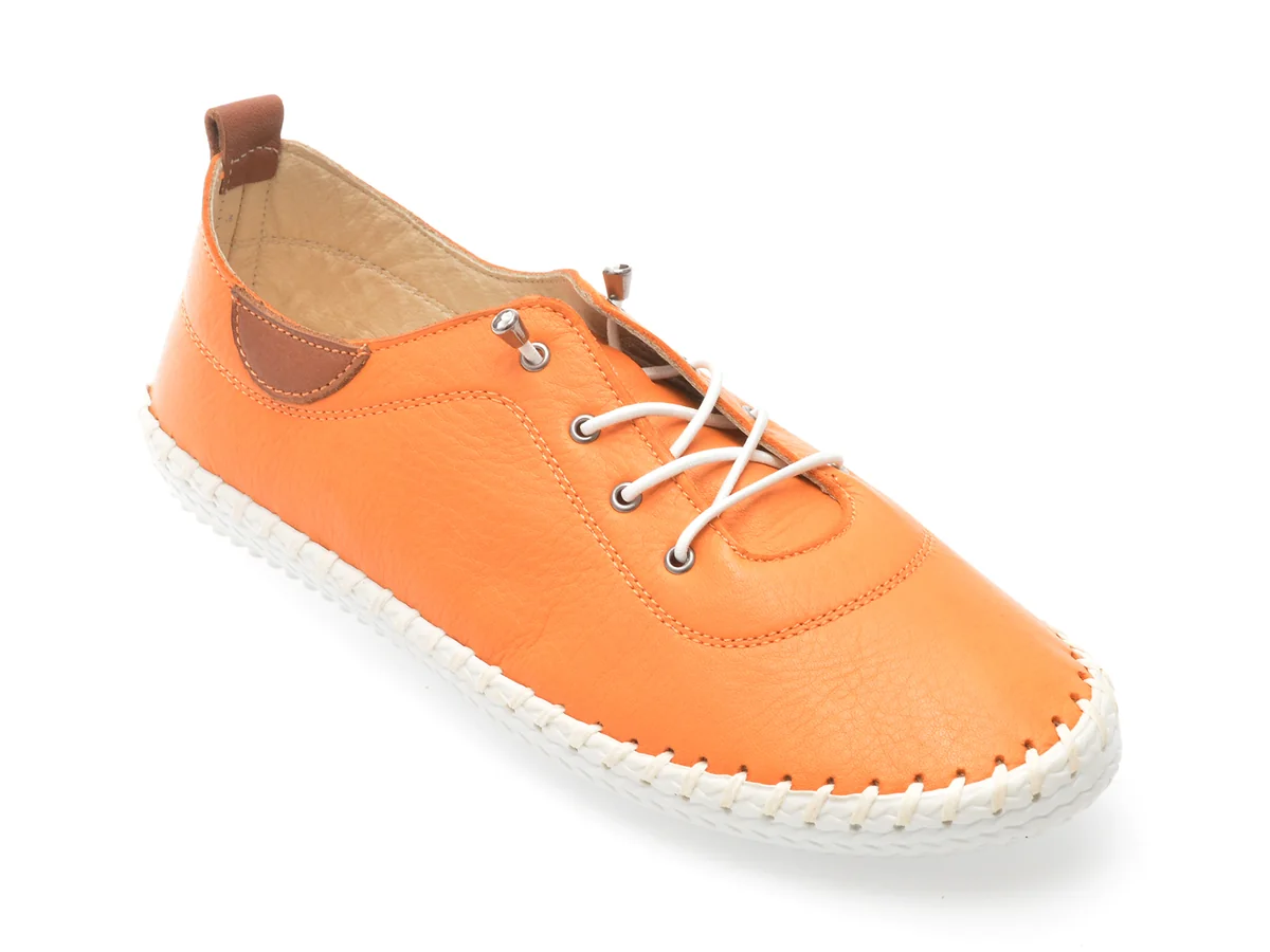 Pantofi Shoozy Portocalii, EV30106, Din Piele Naturala