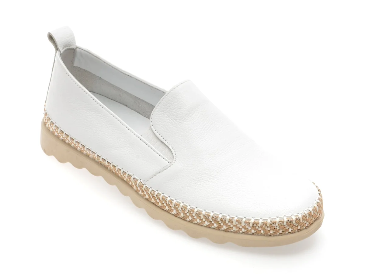 Pantofi Evida Albi, EV2812, Din Piele Naturala