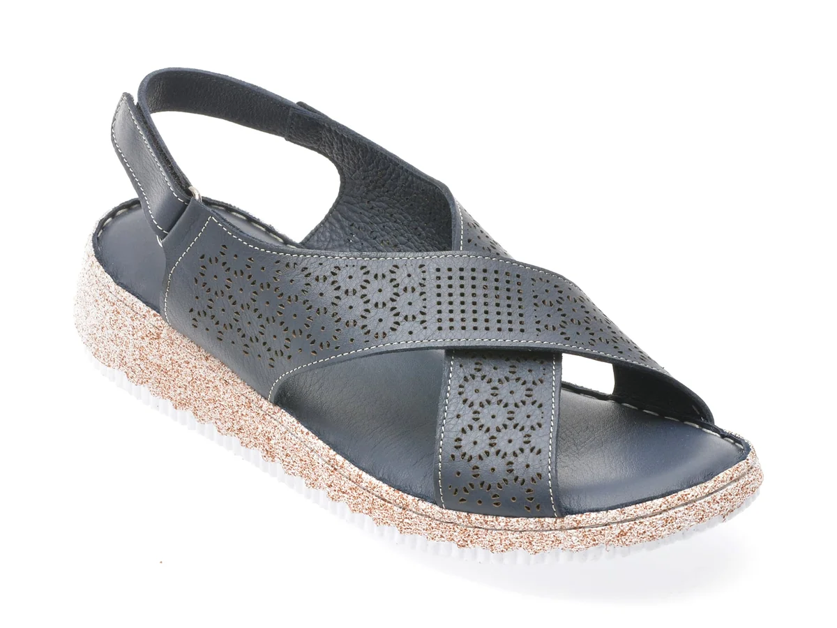 Sandale Gotsi Bleumarin, EV4003, Din Piele Naturala
