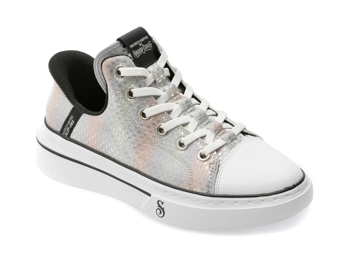 Pantofi Sport Skechers Argintii, SNOOP ONE, Din Piele Ecologica