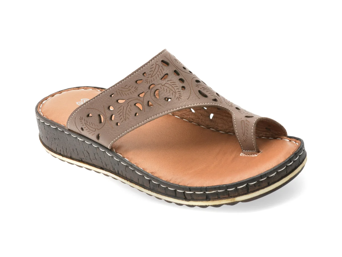 Papuci Shoozy Gri, EV28491, Din Piele Naturala