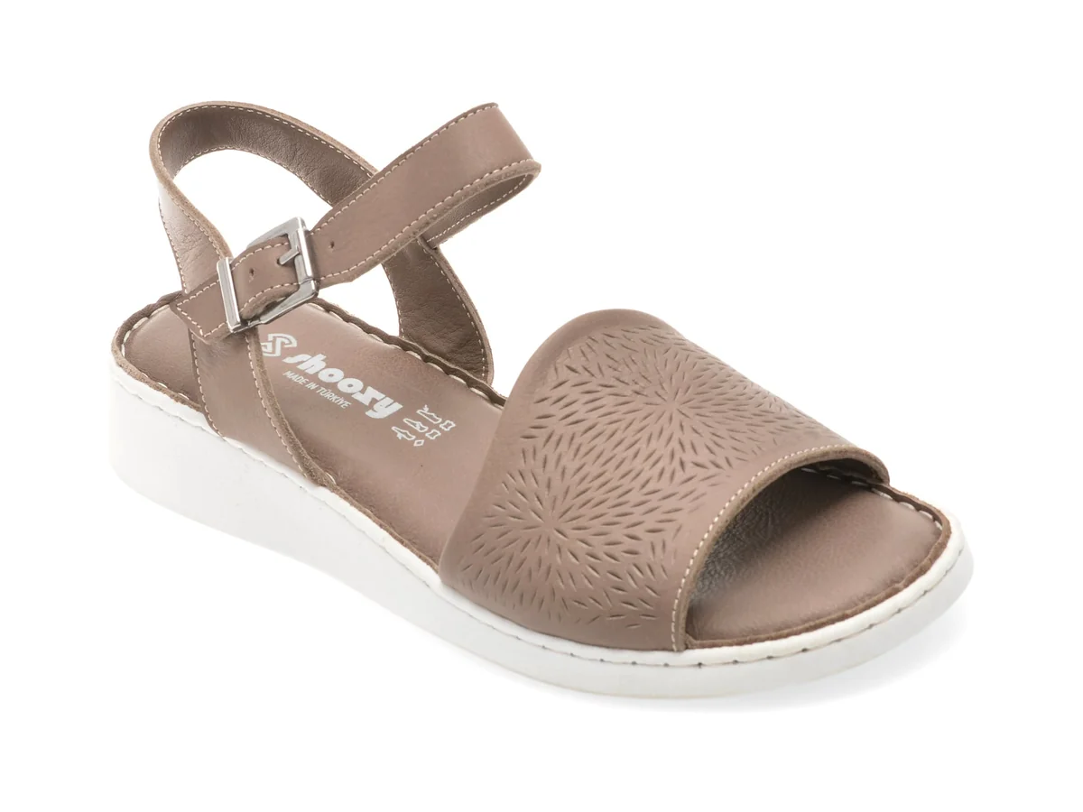 Sandale Shoozy Gri, EVP109, Din Piele Naturala