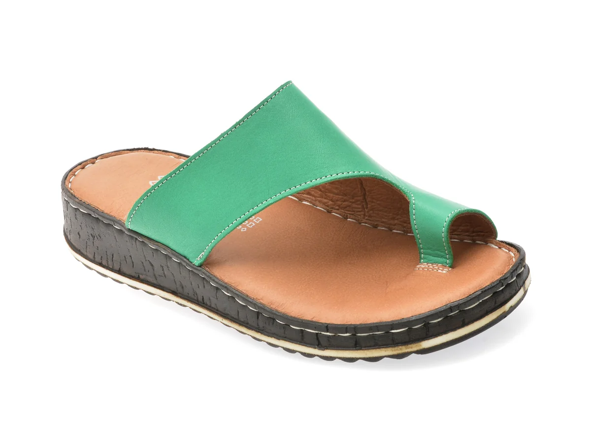 Papuci Shoozy Verzi, EV2849, Din Piele Naturala