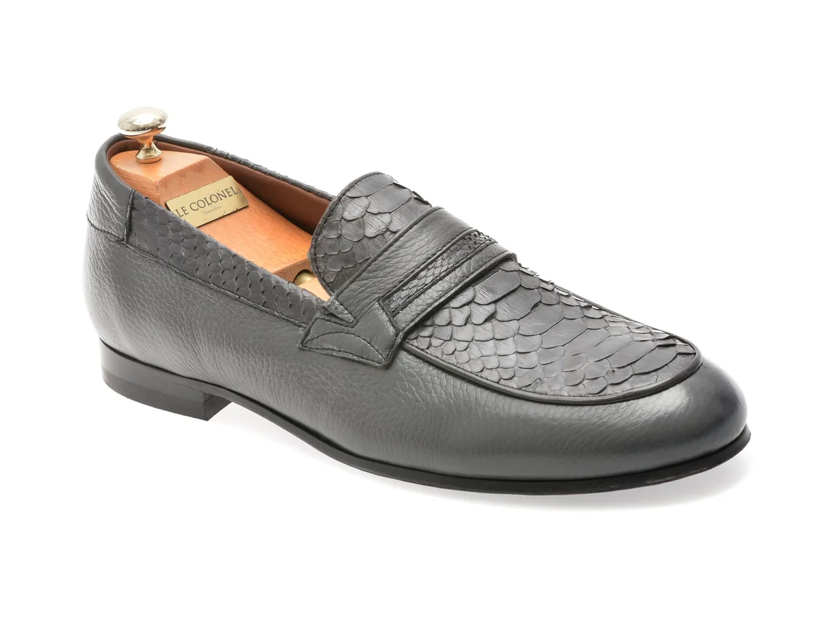 Mocasini Eleganti Le Colonel Gri, 45860, Din Piele Naturala