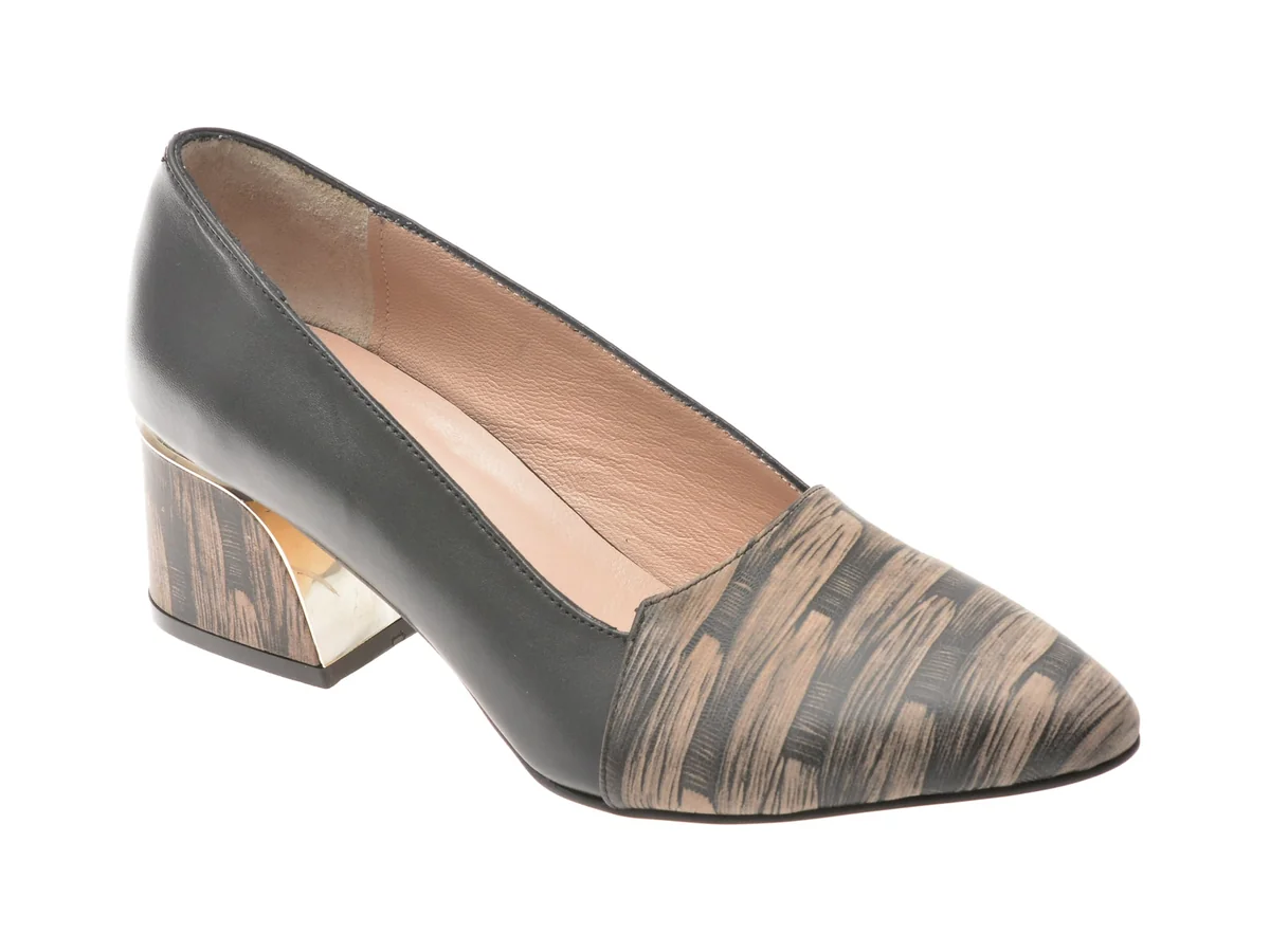 Pantofi Flavia Passini Negri, 12724, Din Piele Naturală