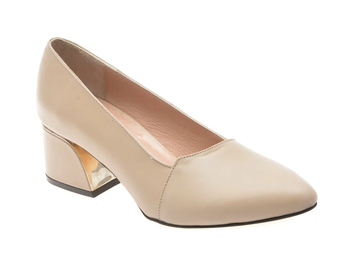 Pantofi Flavia Passini Bej, 12724, Din Piele Naturala