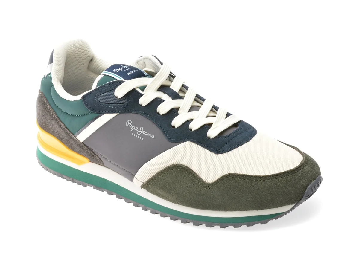 Pantofi Sport Pepe Jeans Kaki, London Life, Din Material Textil