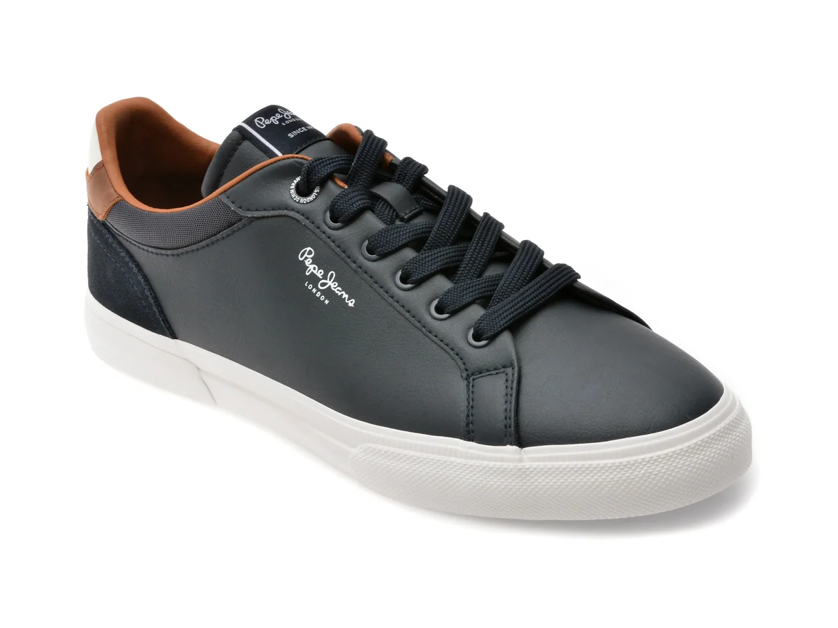 Pantofi Sport Pepe Jeans Bleumarin, KENTON COURT, Din Piele Ecologica