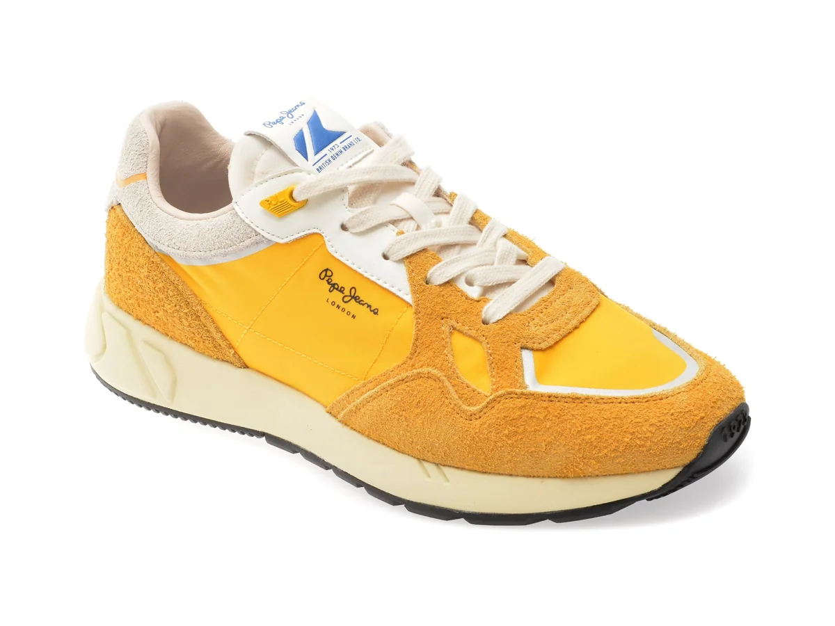 Pantofi Sport Pepe Jeans Galbeni, Marlon Divided, Din Material Textil