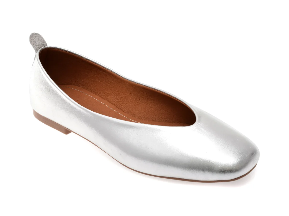 Balerini Flavia Passini Argintii, 2480, Din Piele Naturală