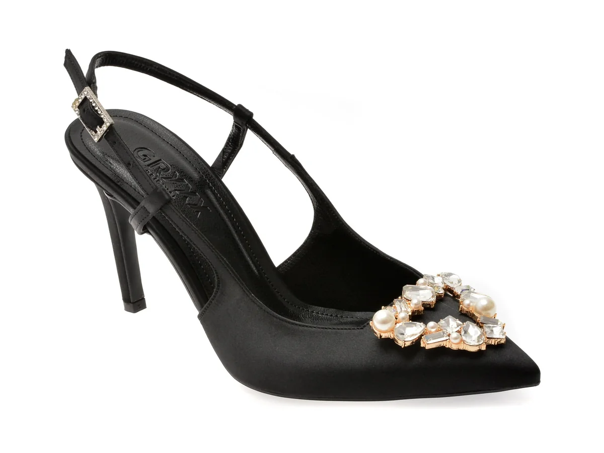 Pantofi Eleganti GRYXX Negri, 21025, Din Material Textil