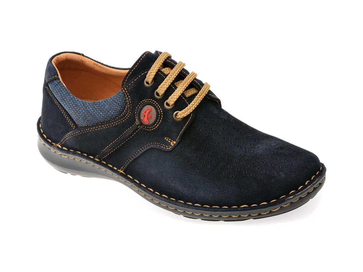 Pantofi Otter Bleumarin, 9560, Din Piele Intoarsa