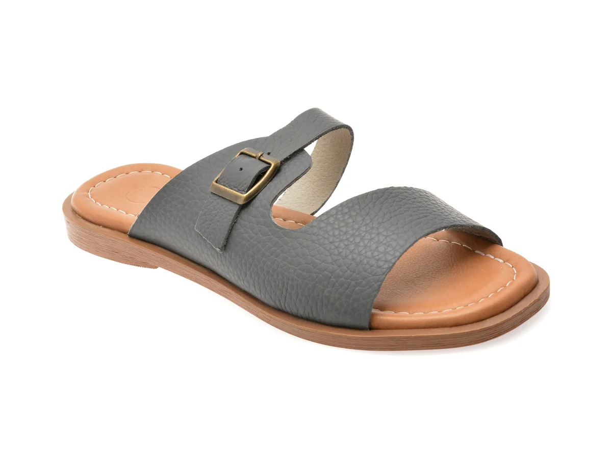 Papuci OZIYS Gri, 151, Din Piele Naturala