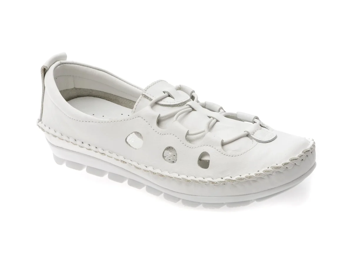 Pantofi Flavia Passini Albi, 115, Din Piele Naturala