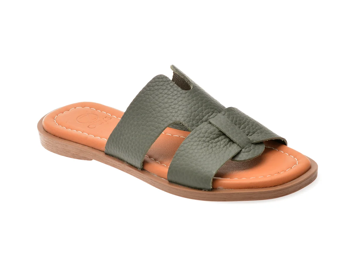 Papuci OZIYS Kaki, 153, Din Piele Naturala