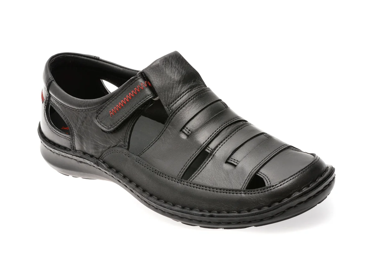 Sandale Otter Negre, 9562, Din Piele Naturală