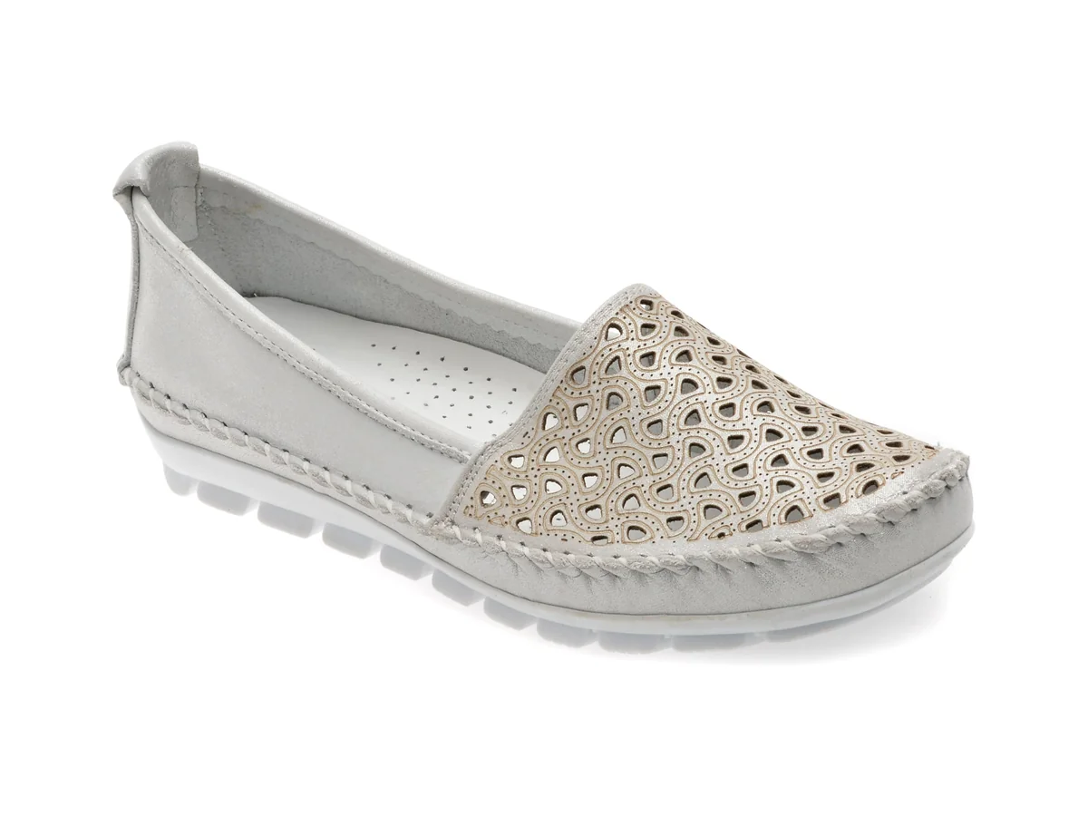 Pantofi Flavia Passini Argintii, 128, Din Piele Naturală