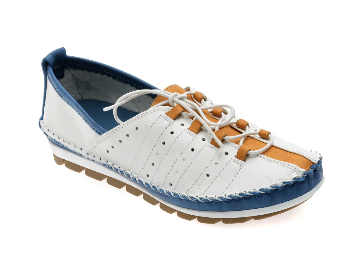 Pantofi Flavia Passini Albi, 2001, Din Piele Naturală