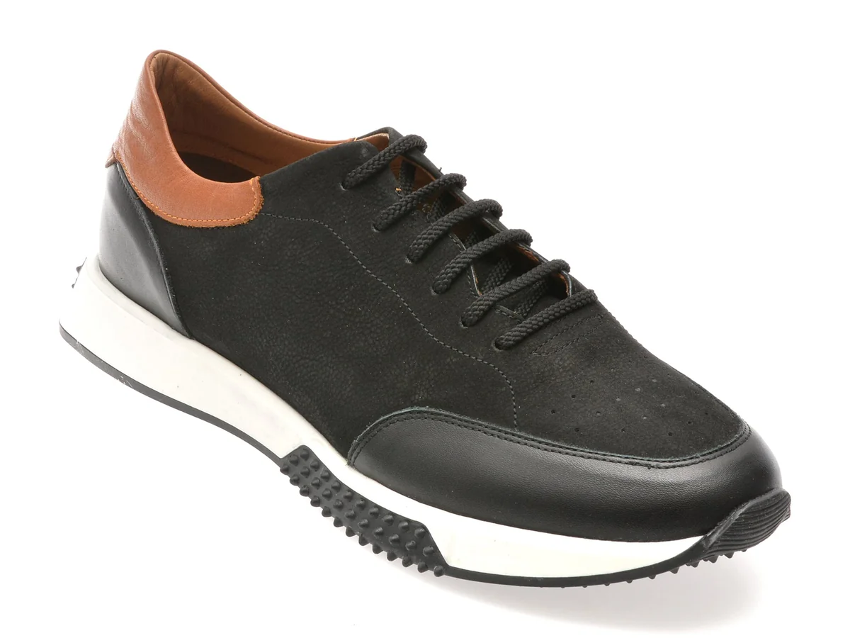 Pantofi Sport Otter Negri, 3194, Din Nabuc