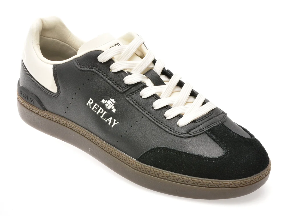 Pantofi Sport Replay Negri, GMSD7, Din Piele Naturala